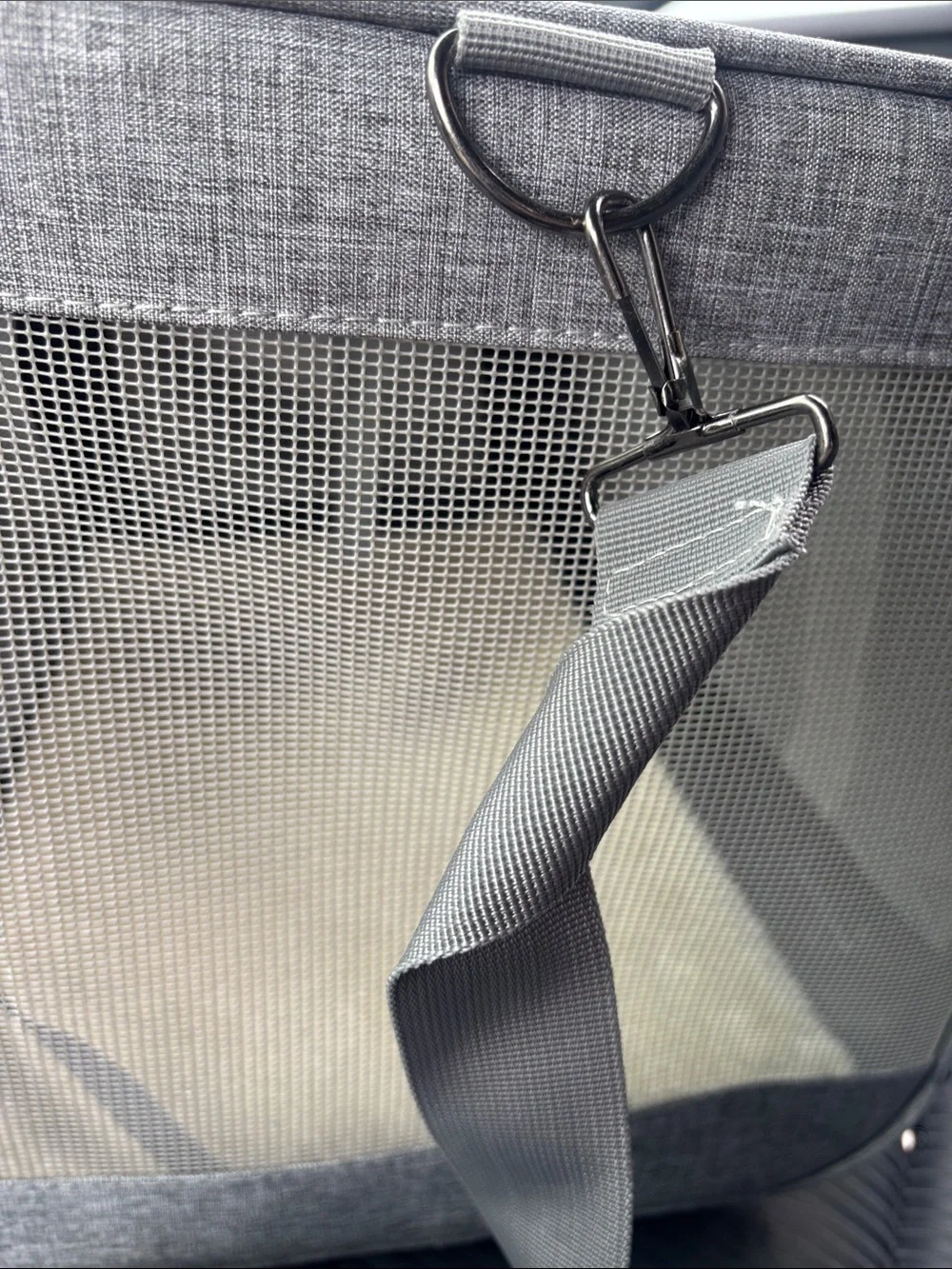 Gray Soft-Sided Pet Carrier with Mesh Ventilation